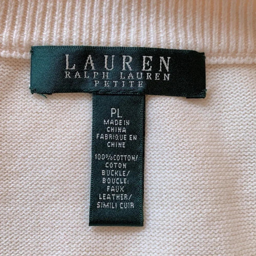 Lauren Ralph Lauren sz PL cream colored sweater with faux leather accent